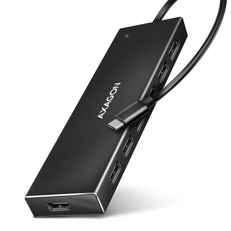 AXAGON HUE-F7C, 7x USB 3.2 Gen 1 ALU FLAT CHARGING hub, micro USB napr.…