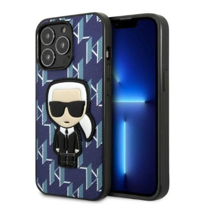 Karl Lagerfeld KLHCP13LPMNIKBL pevný obal iPhone 13 Pro / 13 6,1" modro/modrý Monogram Ikonik Patch
