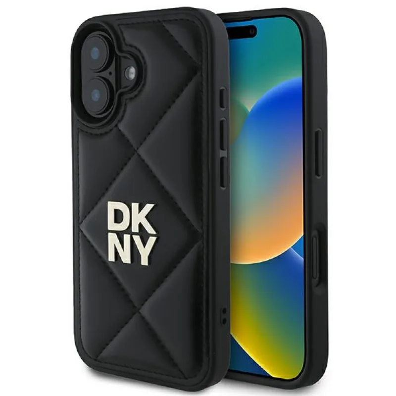 Puzdro DKNY Quilted Stack Logo na iPhone 16 – čierne