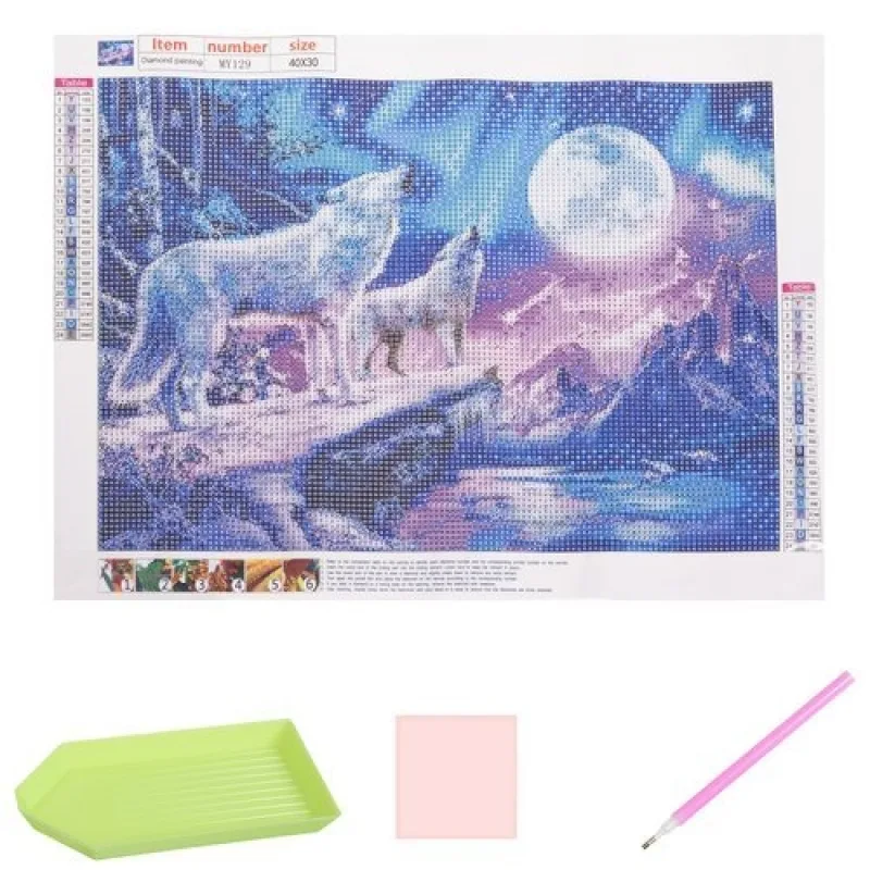 ISO Diamantová výšivka mozaika - Zavýjanie na mesiac