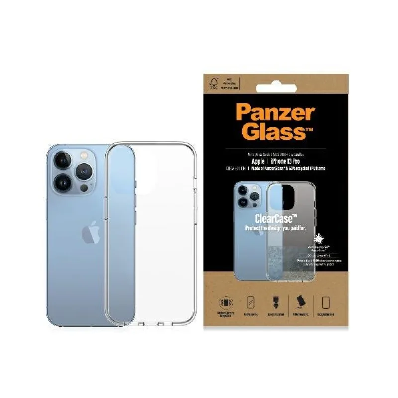 Antibakteriálne puzdro PanzerGlass ClearCase s certifikáciou Military Grade pre iPhone 13 Pro - priehľadné