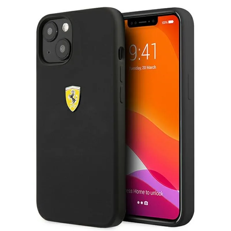 Pevné silikónové puzdro Ferrari FESSIHCP13SBK iPhone 13 mini 5,4" čierne/čierne