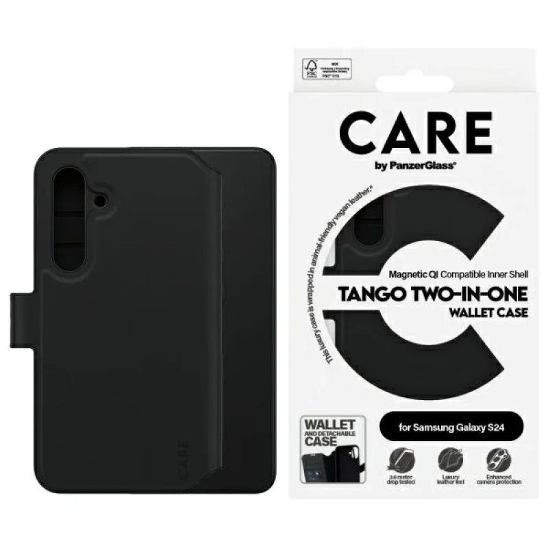 Peňaženkové puzdro CARE by PanzerGlass Feature Tango 2v1 pre Samsung Galaxy S24 – čierne