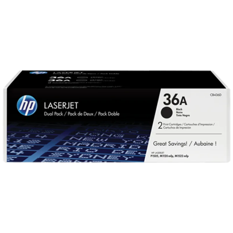 HP čierny toner LaserJet P1505 2x2000 strán Dual Pack CB436AD
