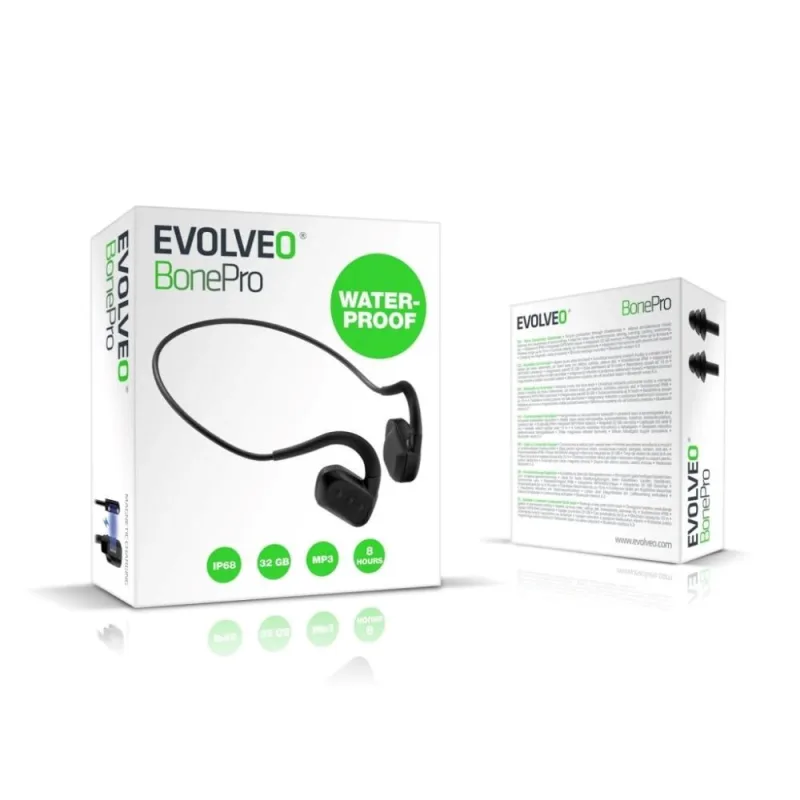 EVOLVEO bezdrátová sluchátka BonePro MP3 32GB, na lícní kosti, černá…
