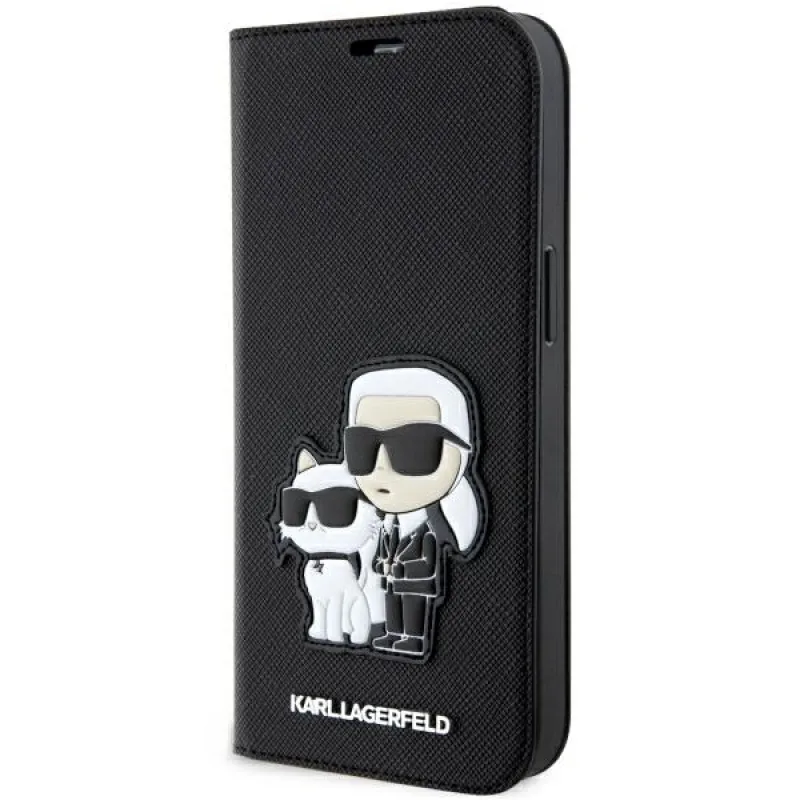 Karl Lagerfeld KLBKP14LSANKCPK iPhone 14 Pro 6,1" knižnica čierna/čierna Saffiano Karl & Choupette