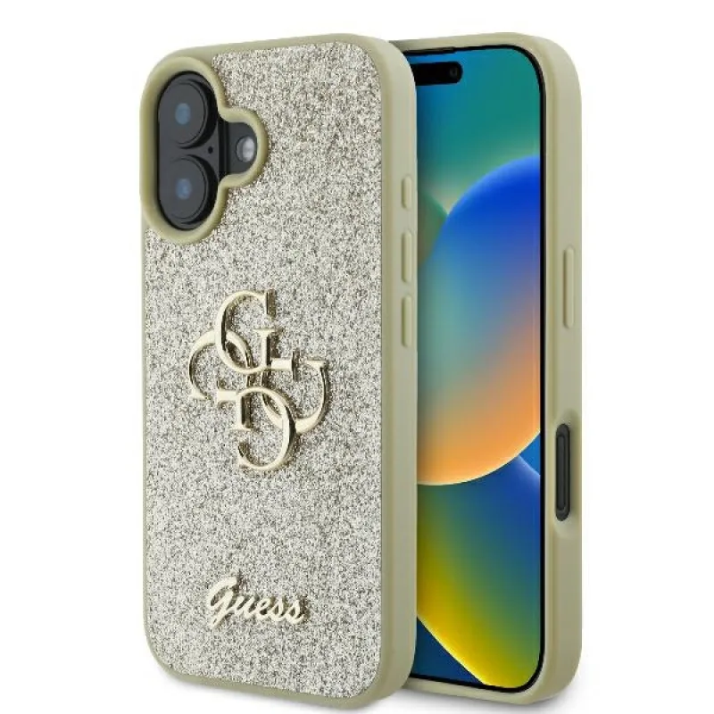 Guess Fixed Glitter Big 4G puzdro pre iPhone 16 Plus – zlaté