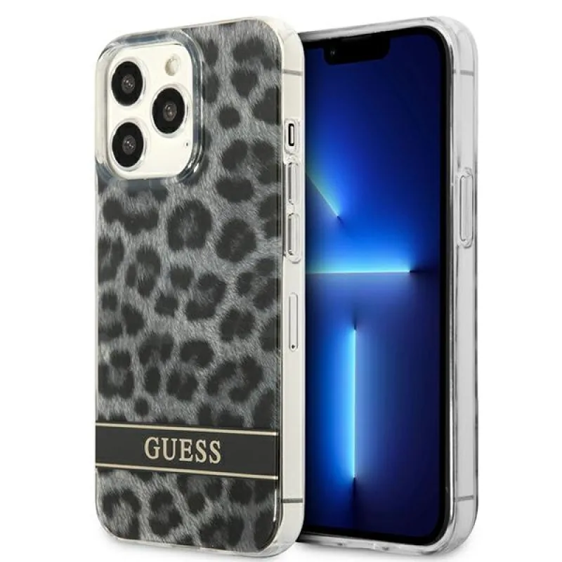 Guess GUHCP13LHSLEOK iPhone 13 Pro / 13 6,1" sivý/sivý pevný obal Leopard