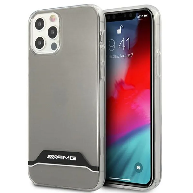 Puzdro AMG Electroplate Black&White pre iPhone 12 / 12 Pro – priehľadné