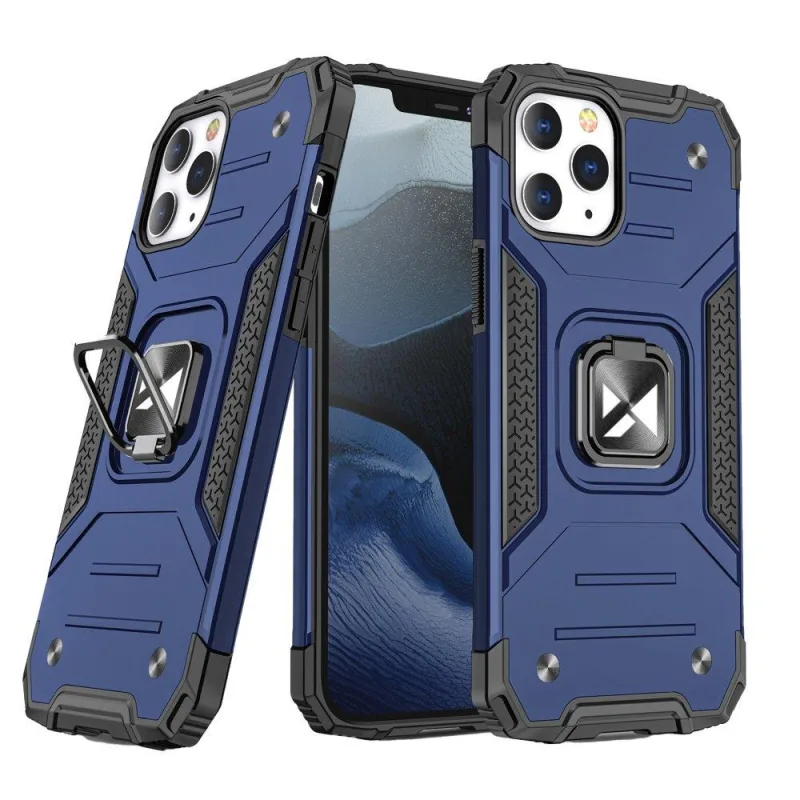 Wozinsky Ring Armor Case Kickstand Tough Rugged Cover pre iPhone 13 Pro Max modrý