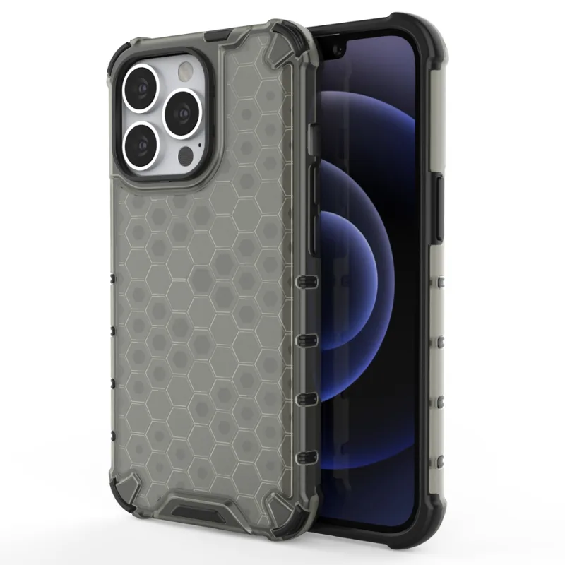 Pancierový kryt Honeycomb Case s TPU Bumper pre iPhone 13 Pro čierny