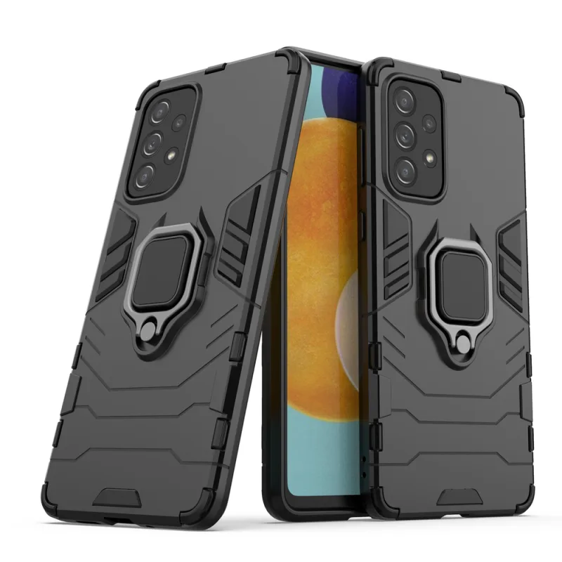 Pevný hybridný kryt puzdra Ring Armor + magnetický držiak pre Samsung Galaxy A73 čierny