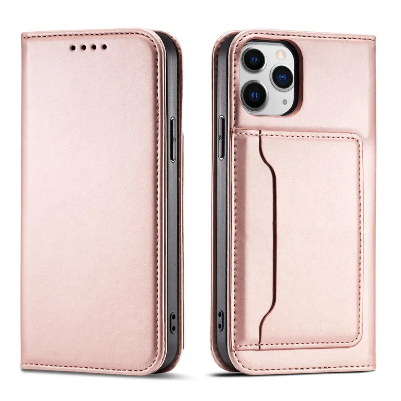 Puzdro na magnetickú kartu pre iPhone 12 Pro Max Pouch Card Wallet Card Holder Pink