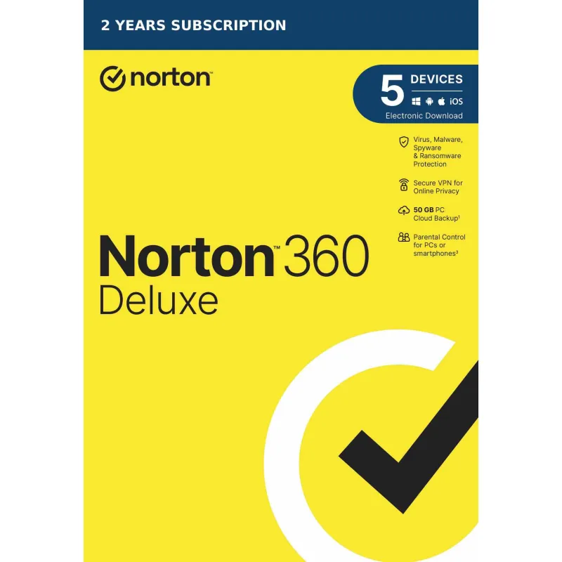 NORTON 360 DELUXE 50GB +VPN 1 používateľ pre 5 zariadení na 2 roky - ESD…