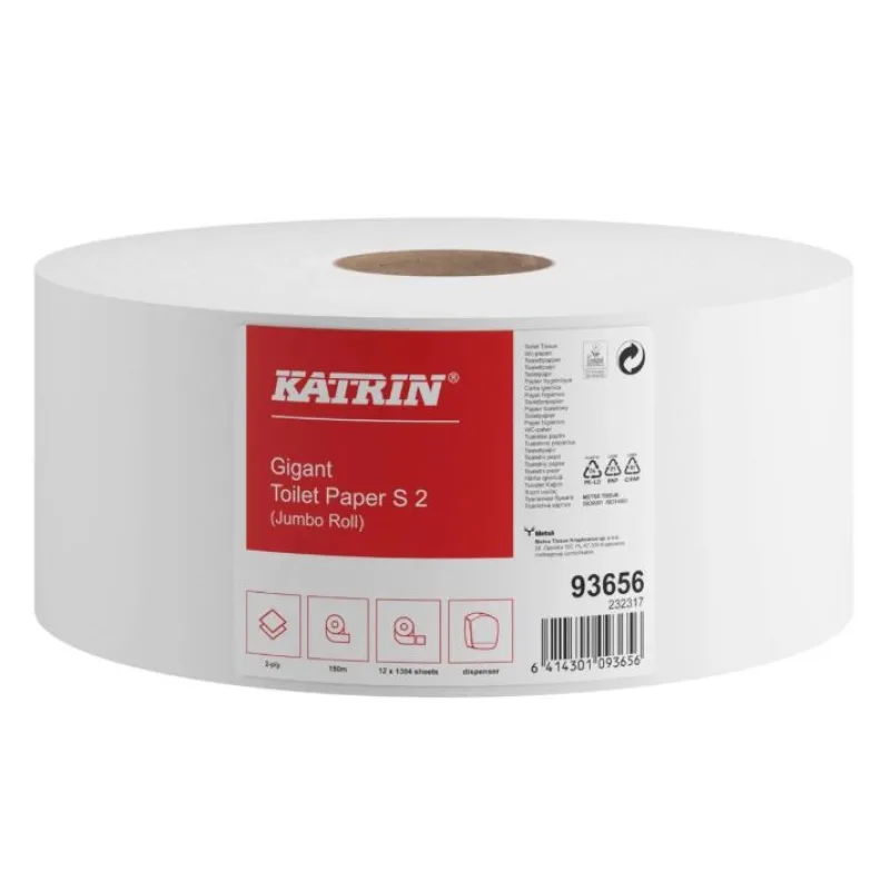 Katrin toaletný papier jumbo S 150m super biely 2-vrstvový (bal. 12ks)
