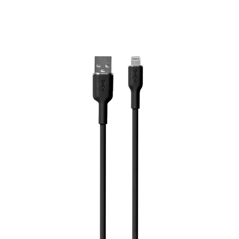 Puro Soft USB-A - Lightning kábel 1,5 m silikónový - čierny