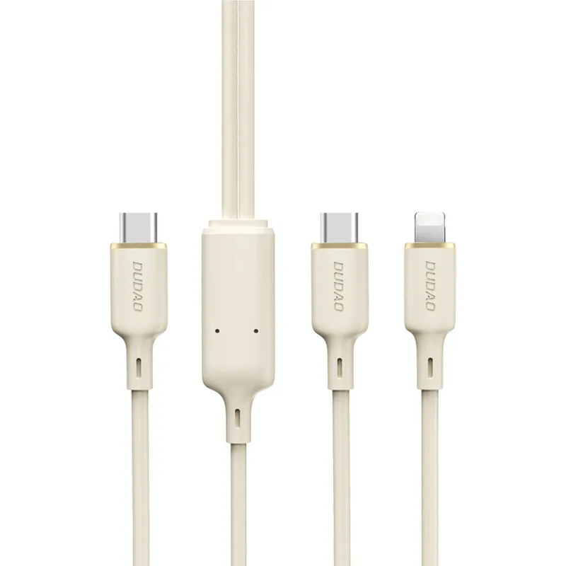 Dudao L7SF 2v1 kábel USB-C - USB-C / Lightning 100W 1,2m - béžový