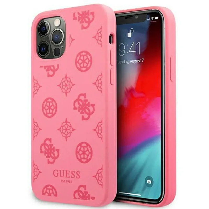 Guess GUHCP12LLSPEFU iPhone 12 Pro Max 6,7" fuchsiovo/fuchsiové pevné puzdro Peony Collection