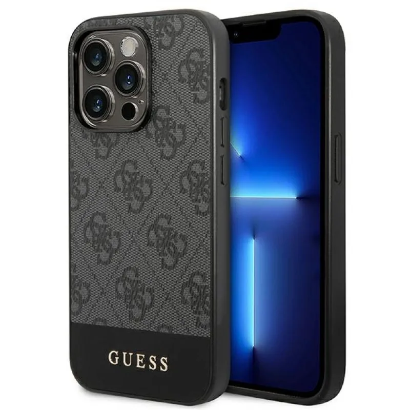 Guess GUHCP14XG4GLGR iPhone 14 Pro Max 6,7" sivé/sivé pevné puzdro 4G Stripe Collection