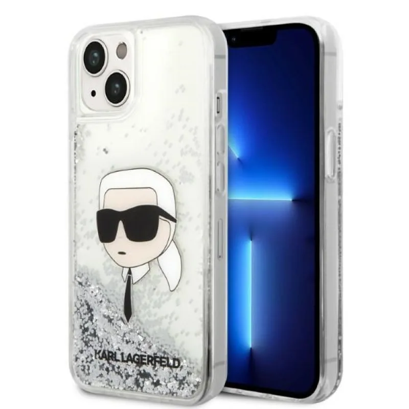 Karl Lagerfeld KLHCP14MLNKHCH iPhone 14 Plus 6,7" strieborné/strieborné pevné puzdro Glitter Karl Head