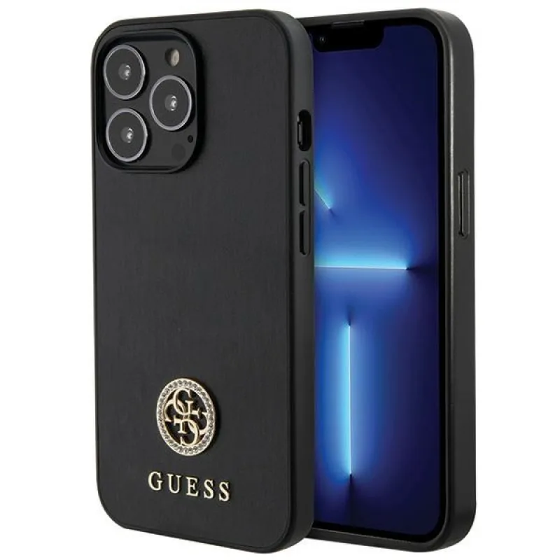Guess GUHCP13XPS4DGPK iPhone 13 Pro Max 6,7" čierne/čierne pevné puzdro Strass Metal Logo