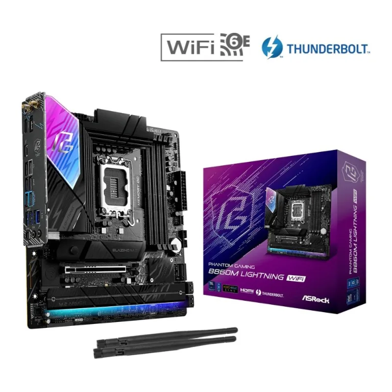 ASRock MB Sc LGA1851 B860M Lightning WiFi, Intel B860, 4xDDR5, …