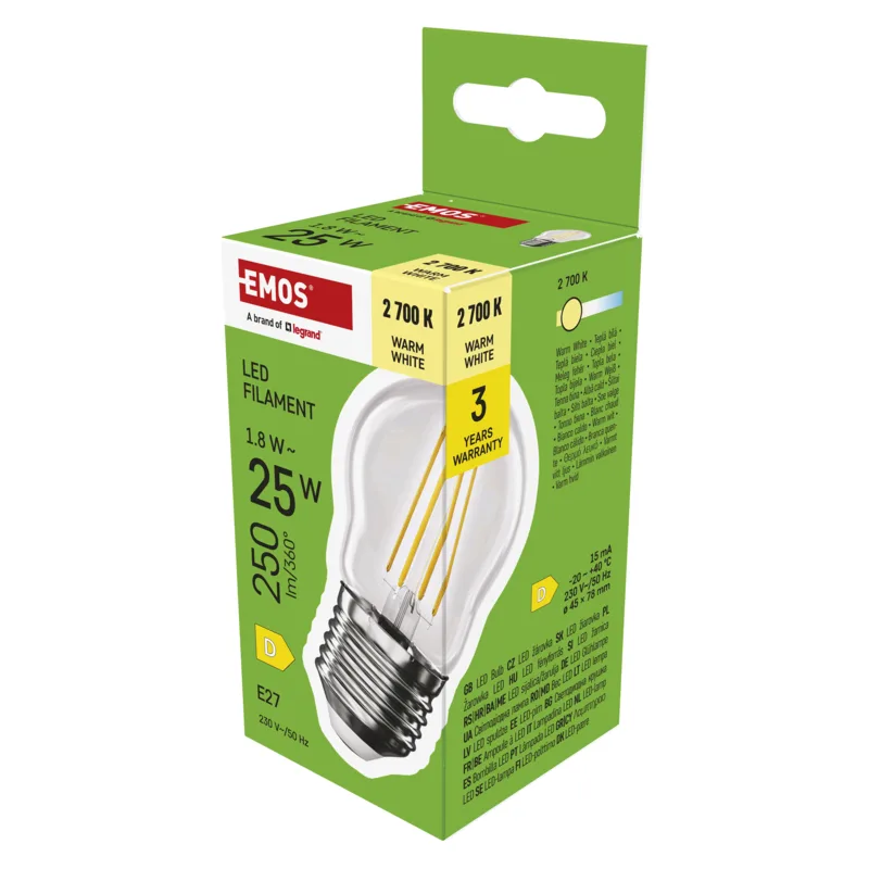 EMOS LED FLM MINI GL 1, 8 W (25 W) 250lm E27 WW 1525743209