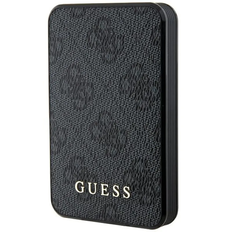 Guess Powerbank 15W GUPB5LP4GEGK 5000mAh čierna/čierna 4G kožené kovové logo