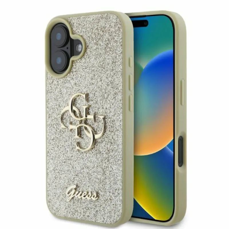 Puzdro Guess Fixed Glitter Big 4G na iPhone 16 – zlaté