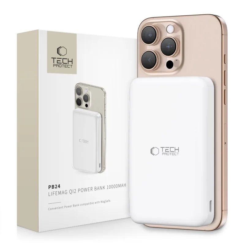 Powerbanka Tech-Protect PB24 LifeMag QI2 MagSafe 10000 mAh - biela