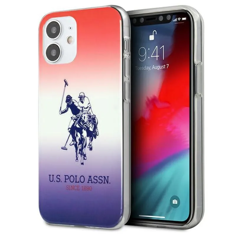 US Polo Assn. Puzdro na iPhone 12 mini z kolekcie Gradient Pattern Collection – červené a modré