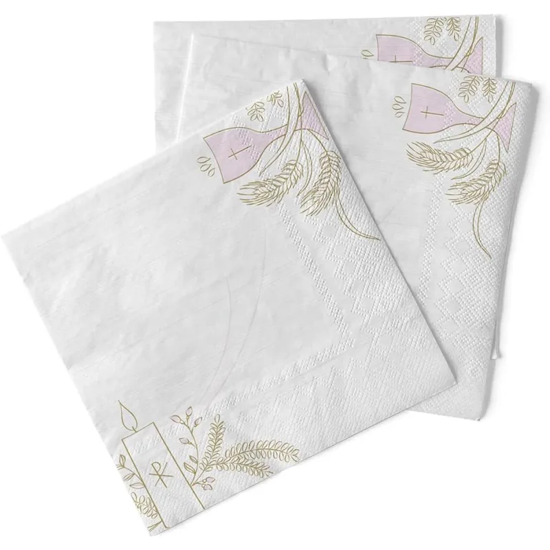 MANK 87092 obrúsky Tissue 33x33cm prvé sväté prijímanie ružové 100ks