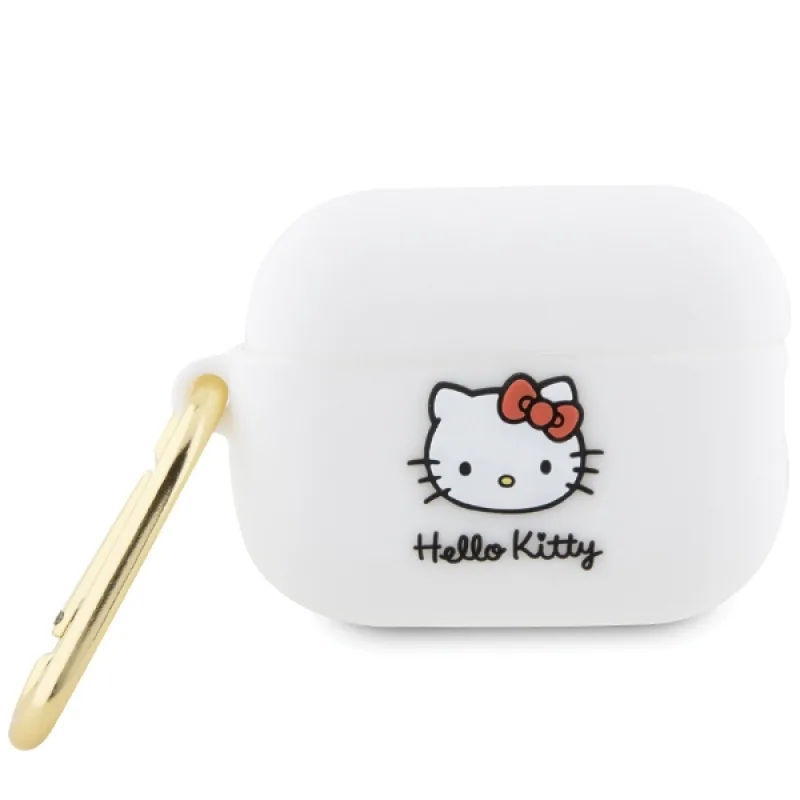 Silikónové puzdro Hello Kitty 3D Kitty Head pre AirPods Pro 2 (2022/2023) – biele