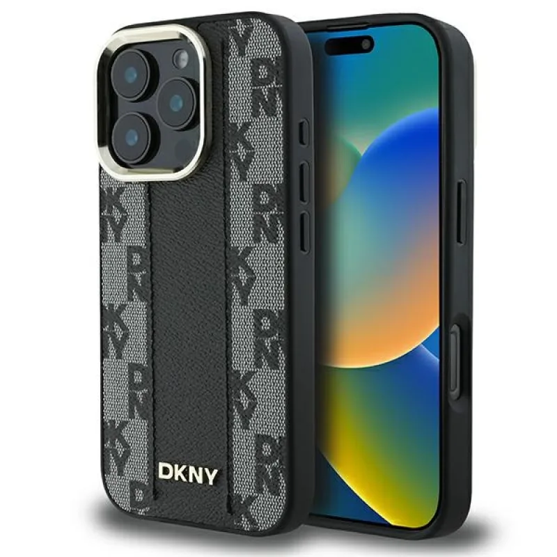 Puzdro DKNY s kockovaným vzorom Magsafe iPhone 16 Pro – čierne