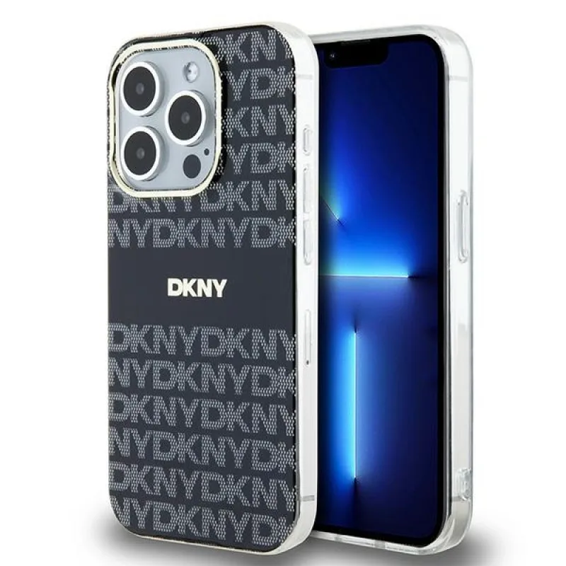 Puzdro DKNY IML Mono & Stripe MagSafe pre iPhone 15 Pro Max - čierne