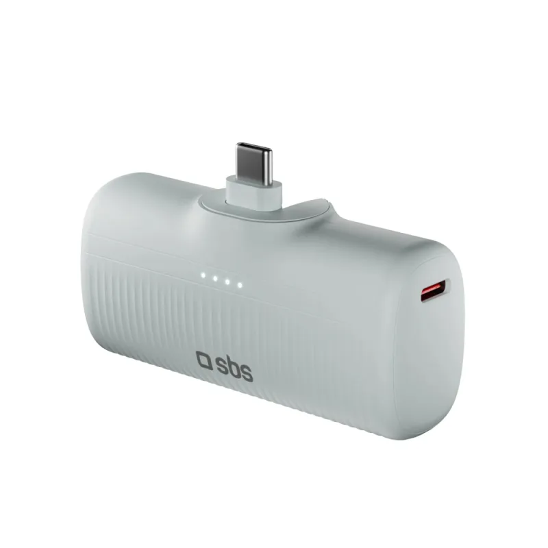 Powerbanka SBS EcoPower 5 000 mAh 10 W so vstavaným portom USB-C – sivá