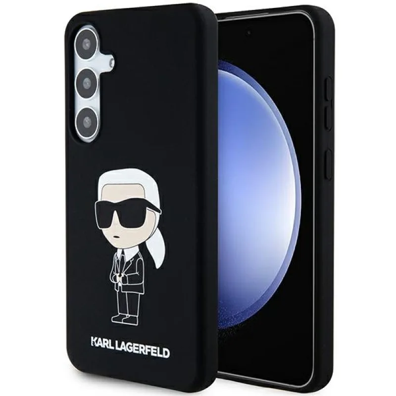 Karl Lagerfeld silikónové puzdro Ikonik pre Samsung Galaxy S24+ - čierne