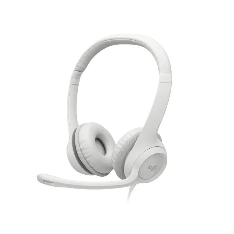 Logitech Headset H390, drátový, USB, bílá 981-001286