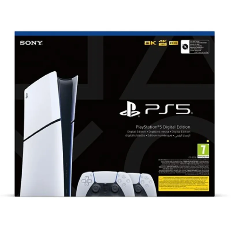 PlayStation 5 Digital 825GB (Model Slim) + PlayStation 5 DualSense Wireless Controller, black & white [CFI-2116]