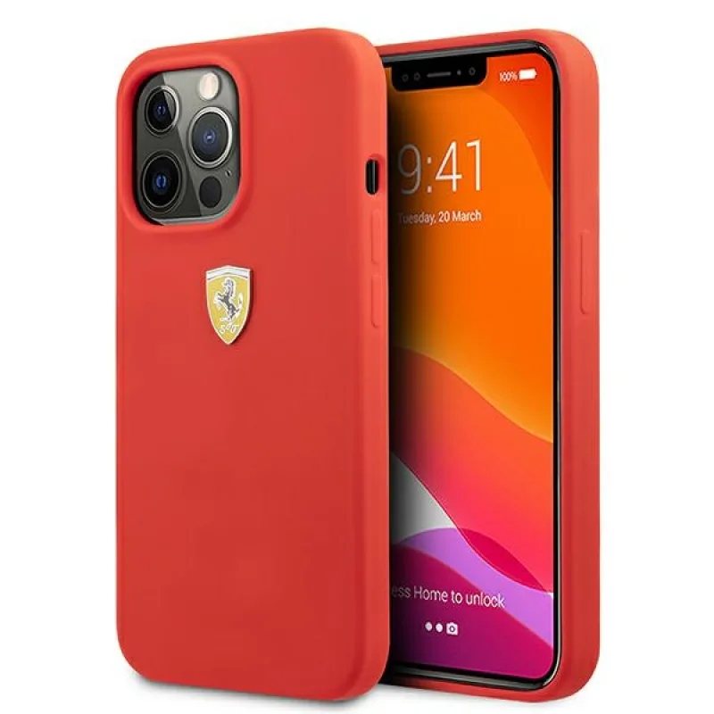 Pevné silikónové puzdro Ferrari FESSIHCP13XRE iPhone 13 Pro Max 6,7" červeno/červené