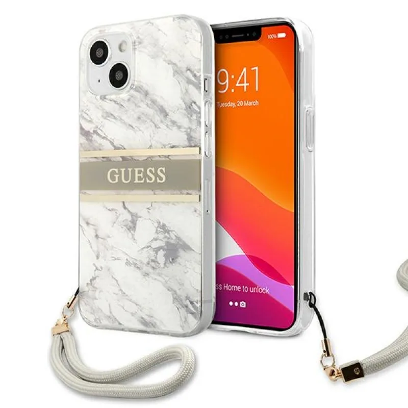Puzdro Guess Marble Strap Collection iPhone 13 mini 5,4" - šedé