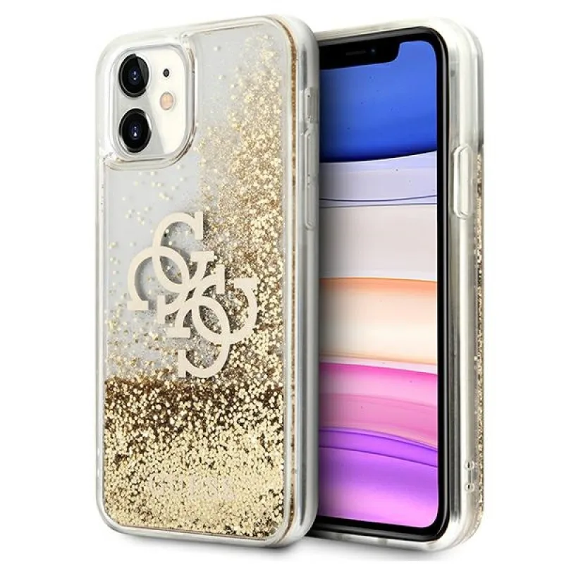 Guess 4G Big Liquid Glitter puzdro pre iPhone 11 6,1" / Xr - zlaté