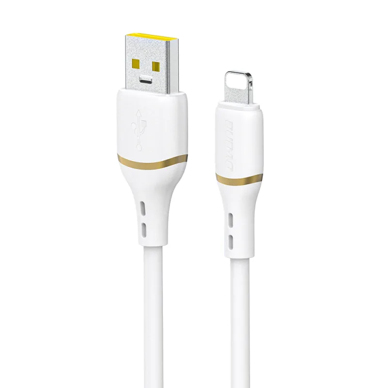 Dudao L25L USB-A – Lightning kábel 1m 30W s mäkkým silikónovým opletením – biely