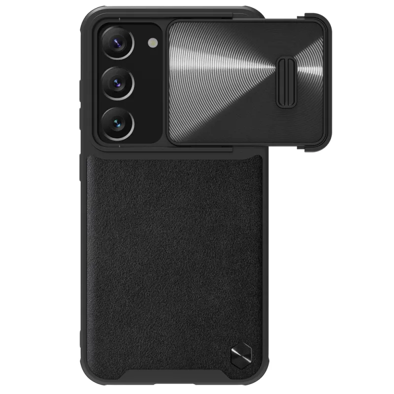Nillkin CamShield Leather S Case pre kryt Samsung Galaxy S23+ s krytom fotoaparátu čierny