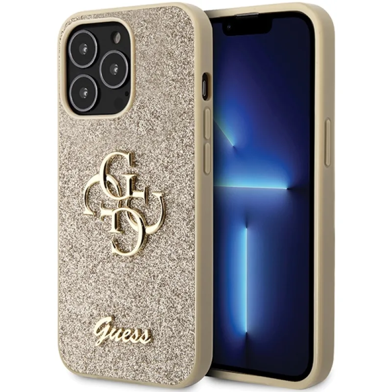 Puzdro Guess GUHCP13XHG4SGD pre iPhone 13 Pro Max 6,7" - zlaté Glitter Script Big 4G