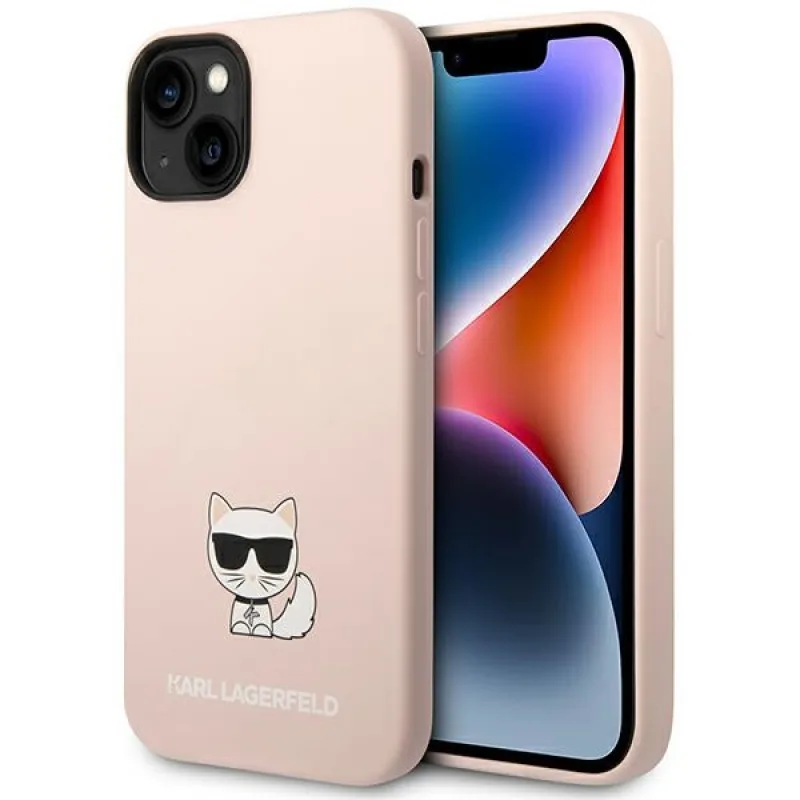 Karl Lagerfeld KLHCP14MSLCTPI iPhone 14 Plus 6,7 "pevné puzdro svetloružové / svetloružové silikónové telo Choupette