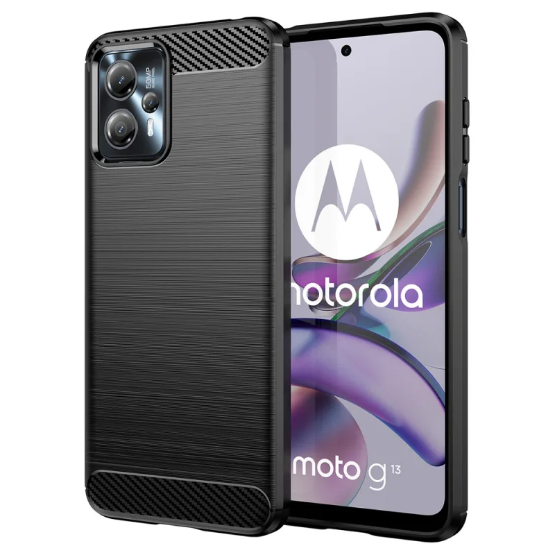 Carbon Case pre Motorola Moto G53 / G13 flexibilný silikónový karbónový kryt čierny