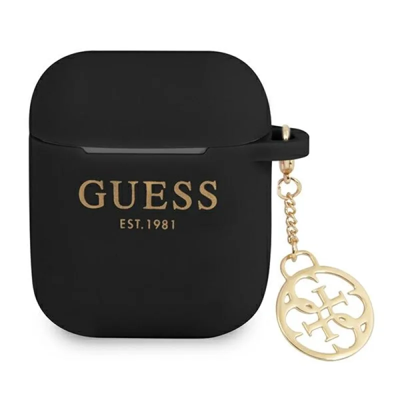 Guess GUA2LSC4EK AirPods 1/2 kryt čierny/čierny Silicone Charm 4G Collection