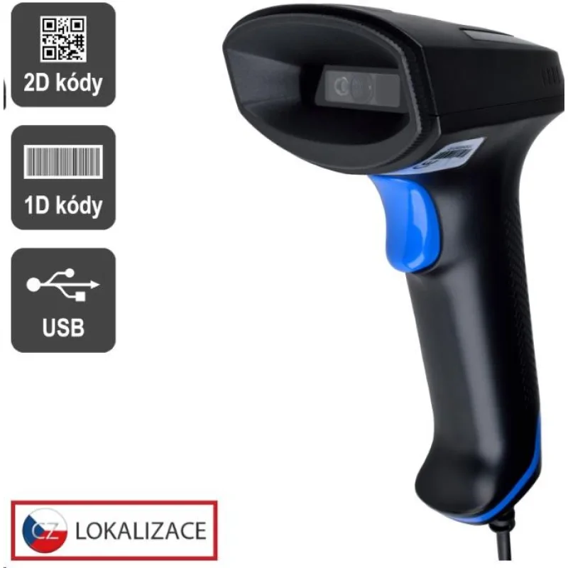 CCD 2D čítačka Virtuos HT-851A, USB (klávesnica/ RS-232 emulácia), bez…