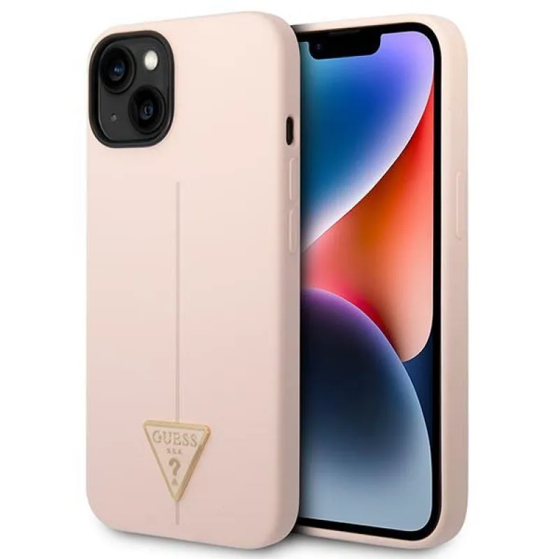 Guess GUHCP14MSLTGP iPhone 14 Plus 6,7" ružovo-ružové pevné puzdro silikónový trojuholník